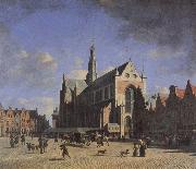 BERCKHEYDE, Gerrit Adriaensz. The Market Place and the Grote Kerk at Haarlem oil on canvas